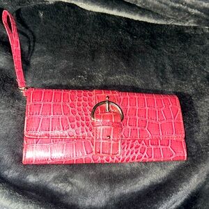 Blush/pink - wristlet/clutch/wallet alligator skin print